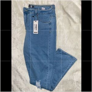 High waist distressed skinny jeans